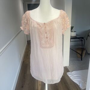 Bella Umbra L Babydoll Blouse Tunic Silk Fairy Cottagecore Coastal Grandma